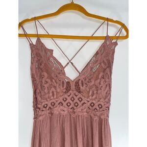 Free People One Adella Maxi Slip Dress - Size M - BOHO Style, Lace Top, Lined